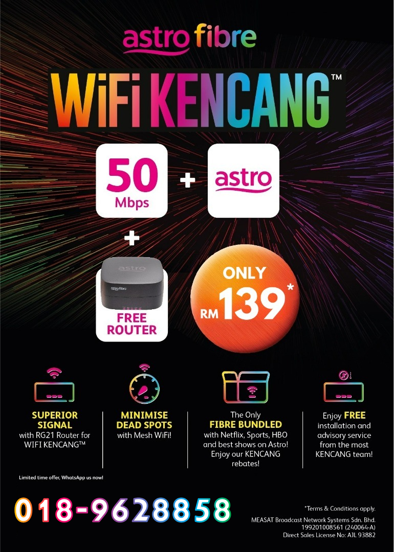 Astro Fibre Bundle WiFi Kencang 50Mbps